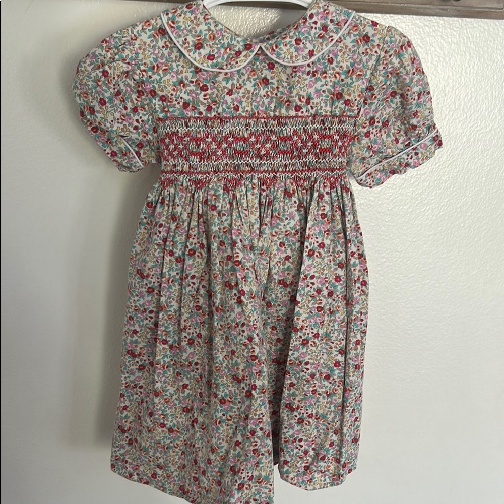 Floral Kids Dress with Red Accents